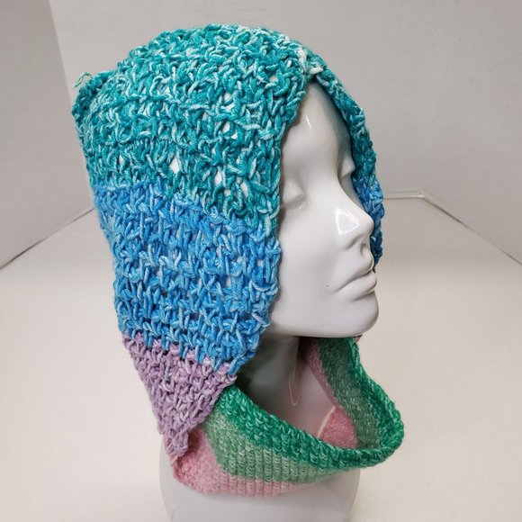 Unisex Crochet Unique Handmade Multicolor Hoodie with Mask | Facemask| - Picture 2 of 12